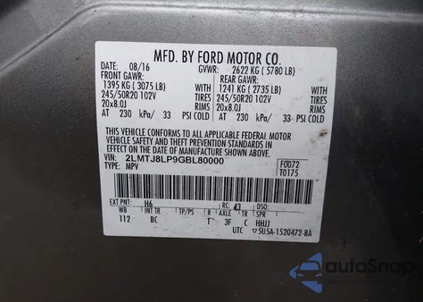 2016 Lincoln Mkx Reserve z USA, uszkodzony, nr VIN 2LMTJ8LP9GBL80000